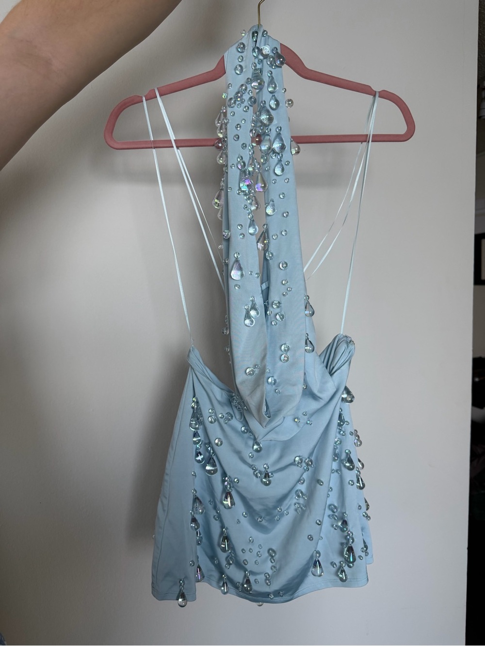 Cult Gaia Issey dress - Crystal Embellished Mini Dress in Breeze - Picture 2 of 12